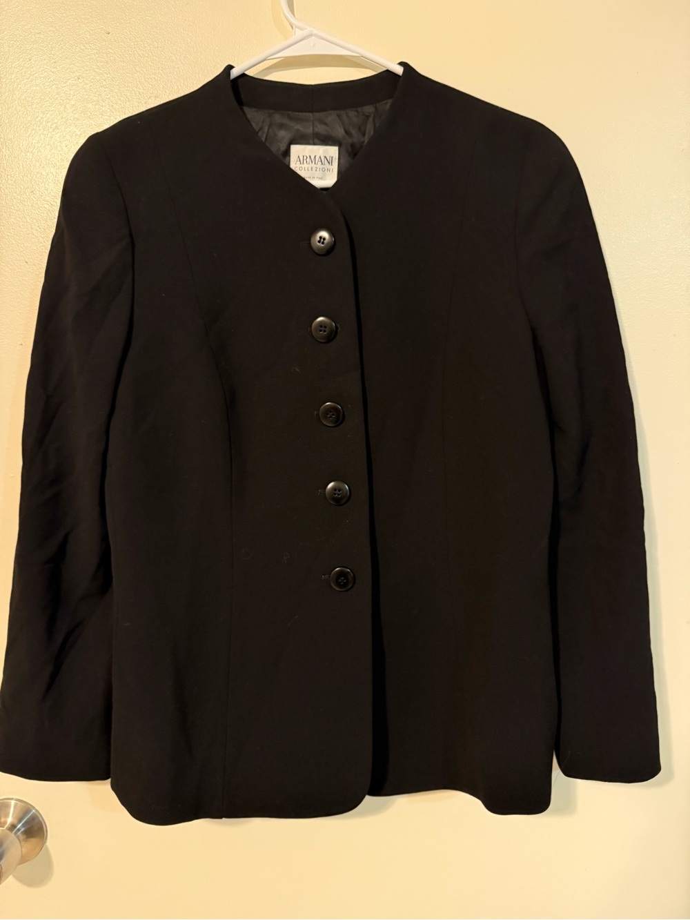 Armani Collezioni Black Round-Neck Button Jacket